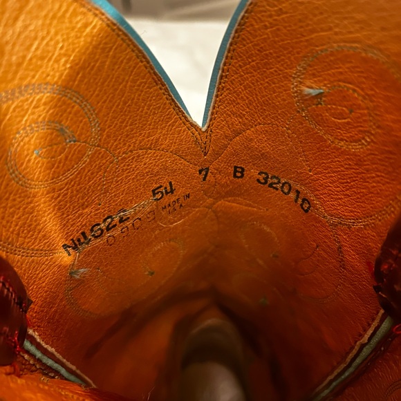 Lucchese Brown and Blue Embroidered Heeled Boots - Picture 10 of 10